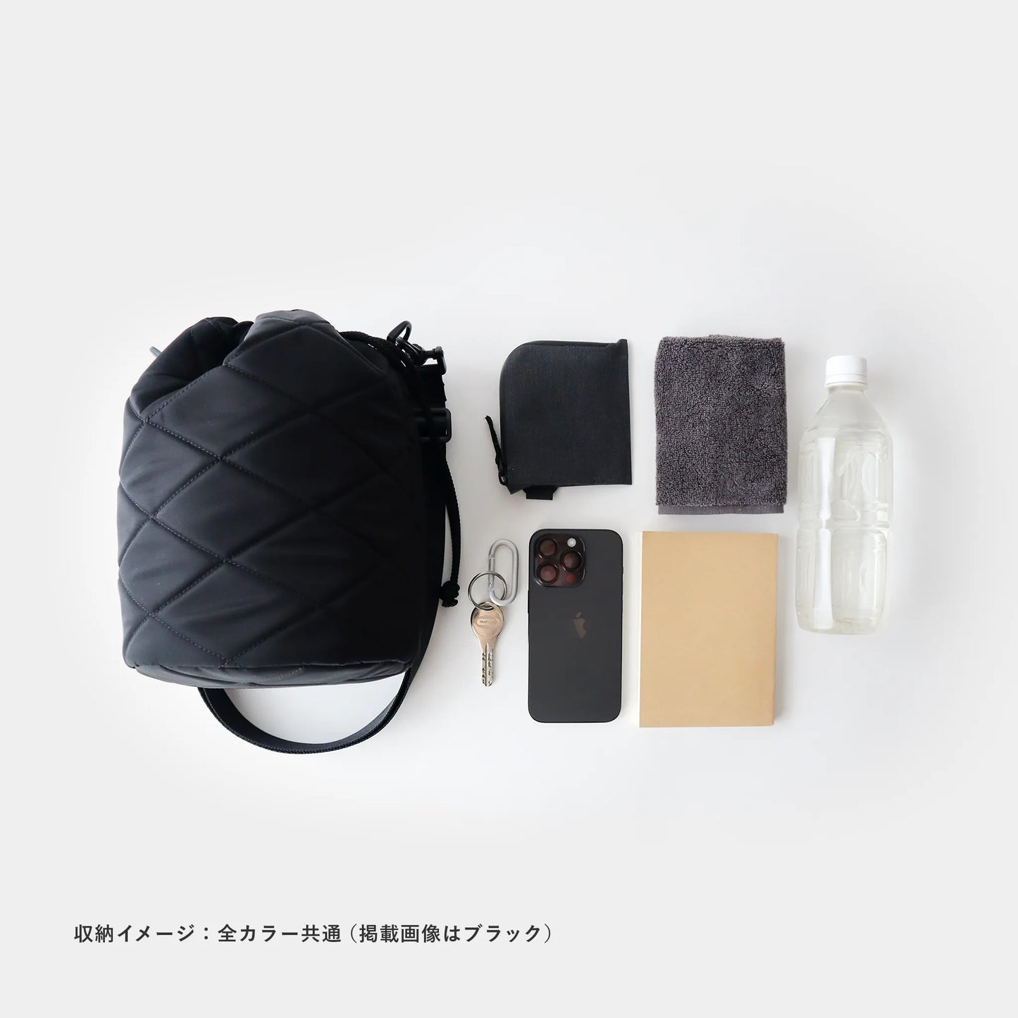 MA-1 キルティング 巾着ショルダーバッグ / ブラック